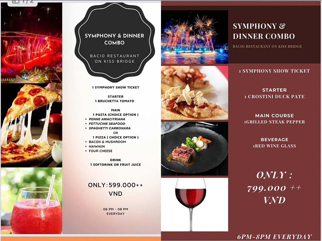 Combo Bữa tối & Show “Symphony of the Sea” tại Bacio Italiano Boutique